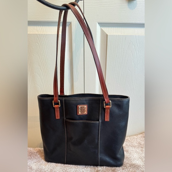 Dooney & Bourke Black Tote with Brown Straps